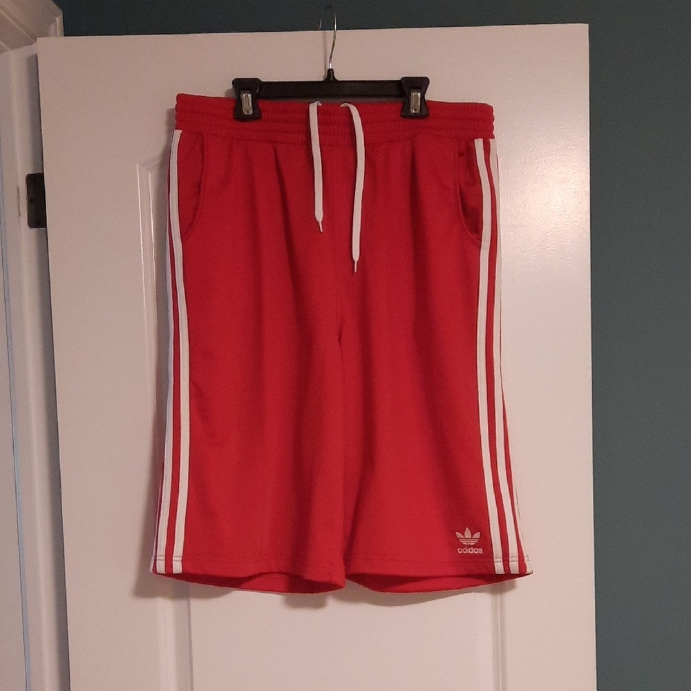 Adidas Red Athletic Shorts with Elastic Waistband